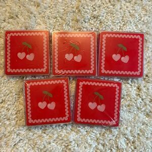 Cherry Heart Coasters - 5 Packs